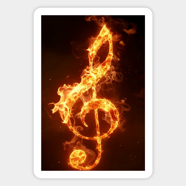 Treble Clef on Fire Magnet by DavidLoblaw